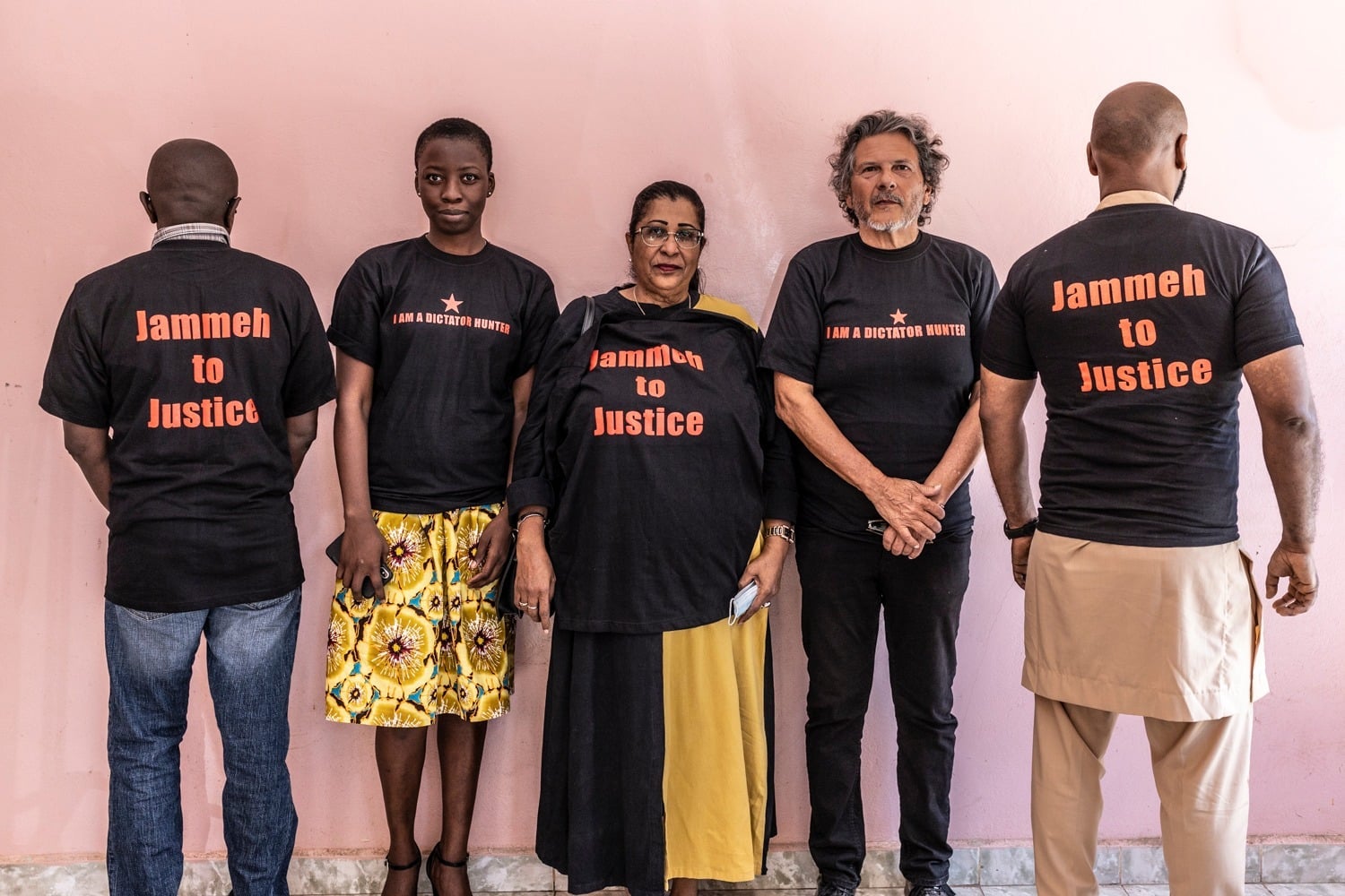 Reed Brody (2d from R) with some of Jammeh's victims in Banjul in May 2021.