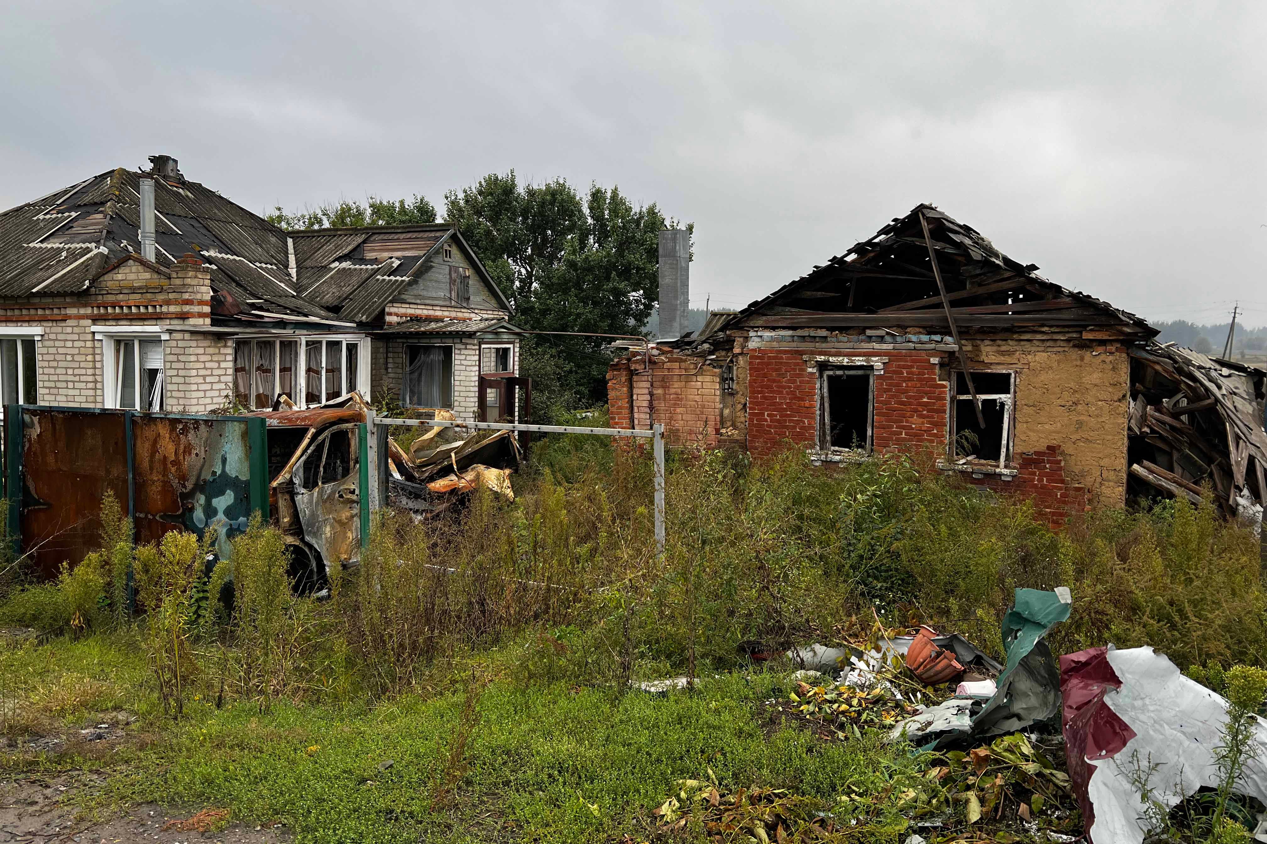 Russian-affiliated forces detained and tortured men in a cellar behind these houses that they occupied during March and April in Kapytolivka village, Kharkiv region. September 28, 2022.