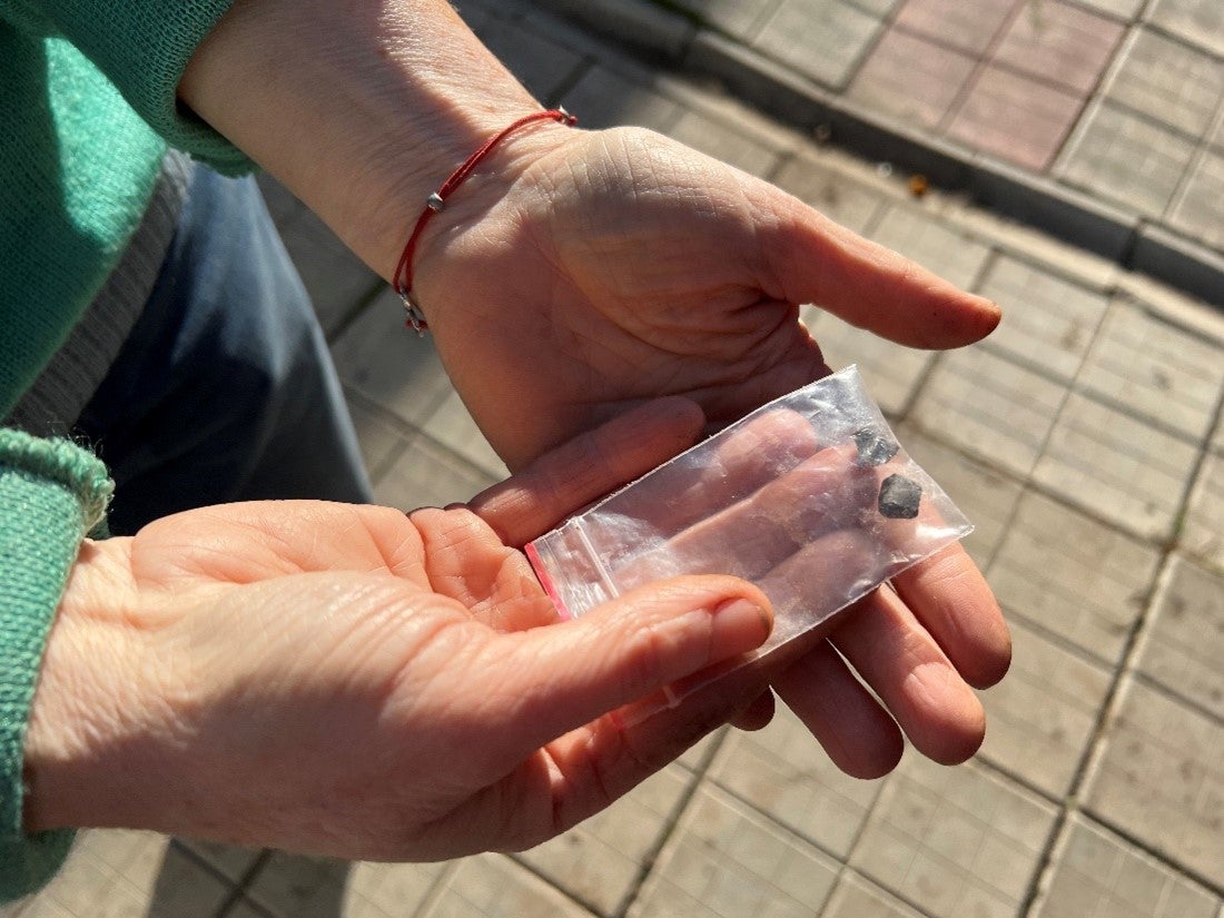 Pre-formed fragments of a 9N210 or 9N235 submunition that doctors removed from “Vitalii’s” body after he was hit in a cluster munition attack near his home on right bank of the Siverskiy Donets River in Izium on June 9, 2022, when the area was under Russian occupation.