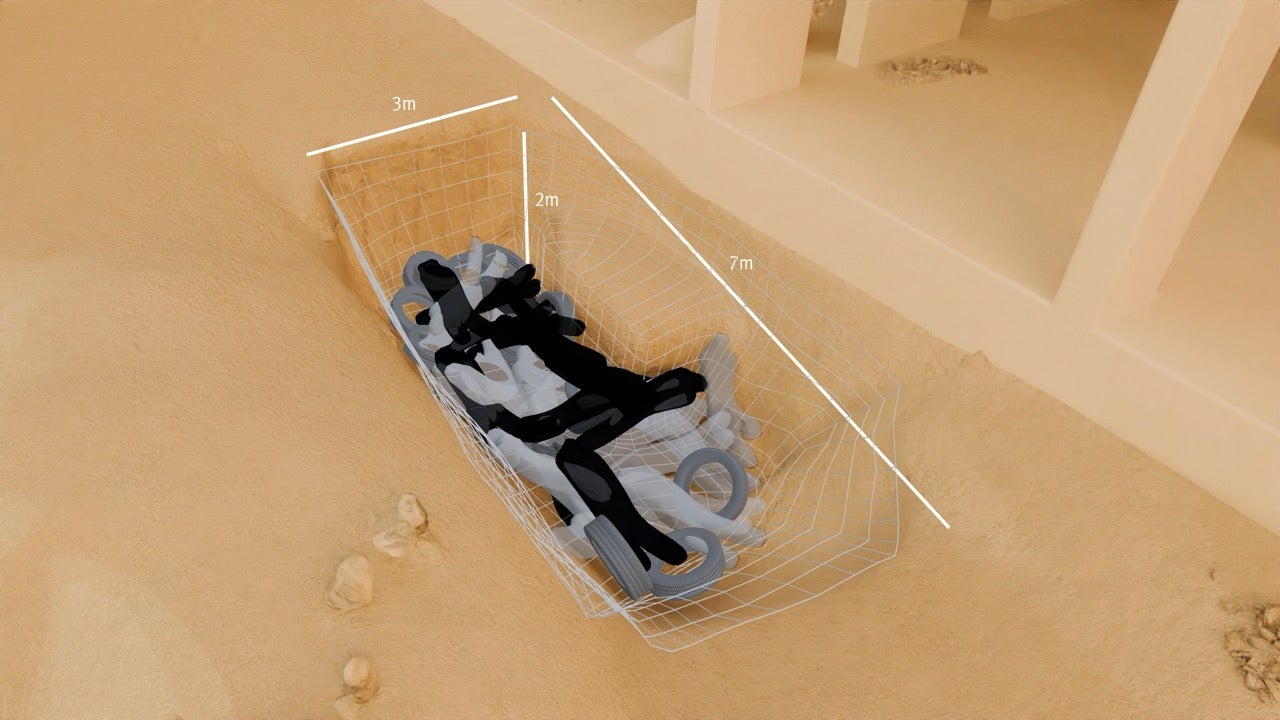 3d model of a machine-dug grave