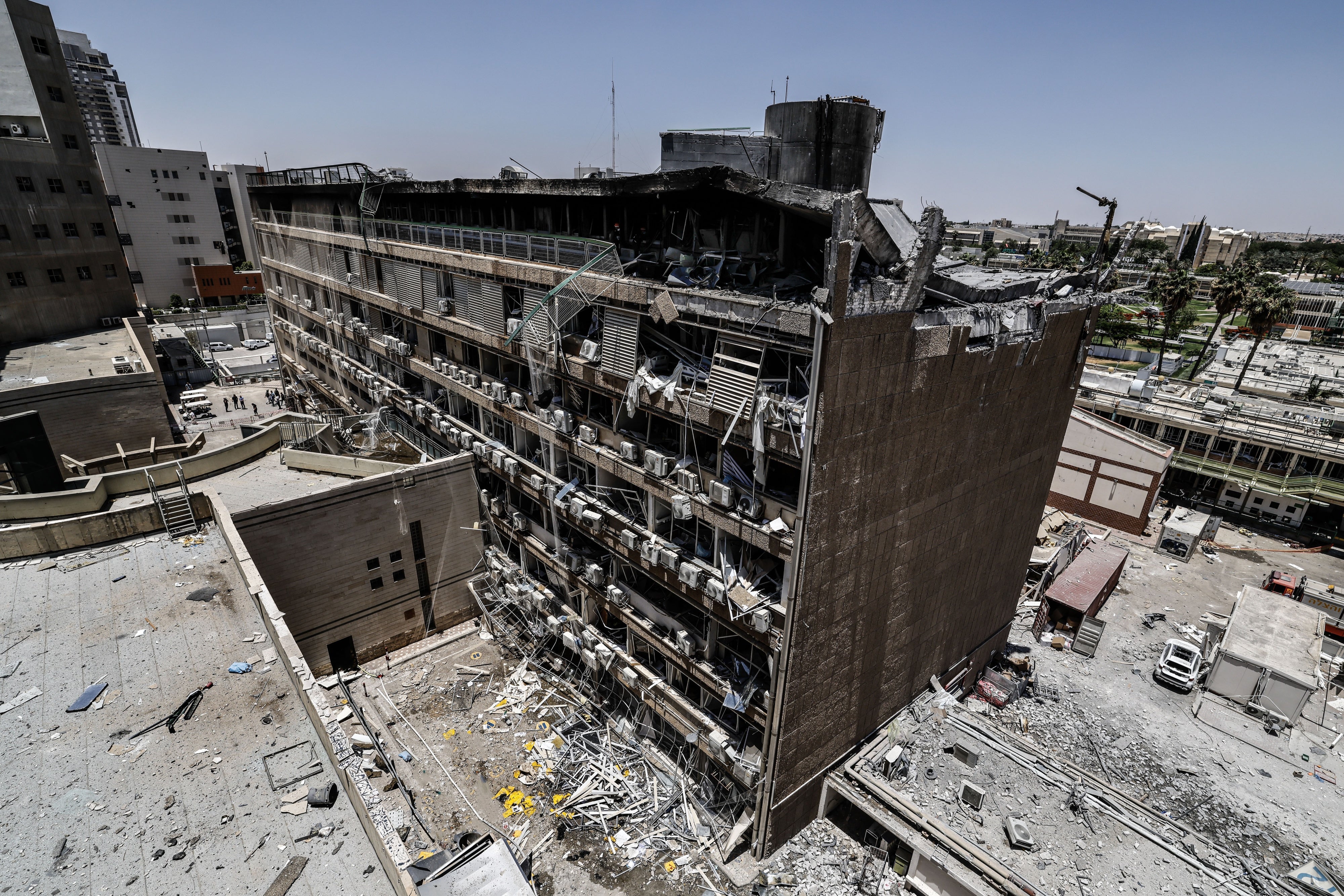 Damage to the Soroka Medical Center caused by an Iranian missile that injured staff and patients in the southern Israeli city of Be’er Sheva, on June 19, 2025.