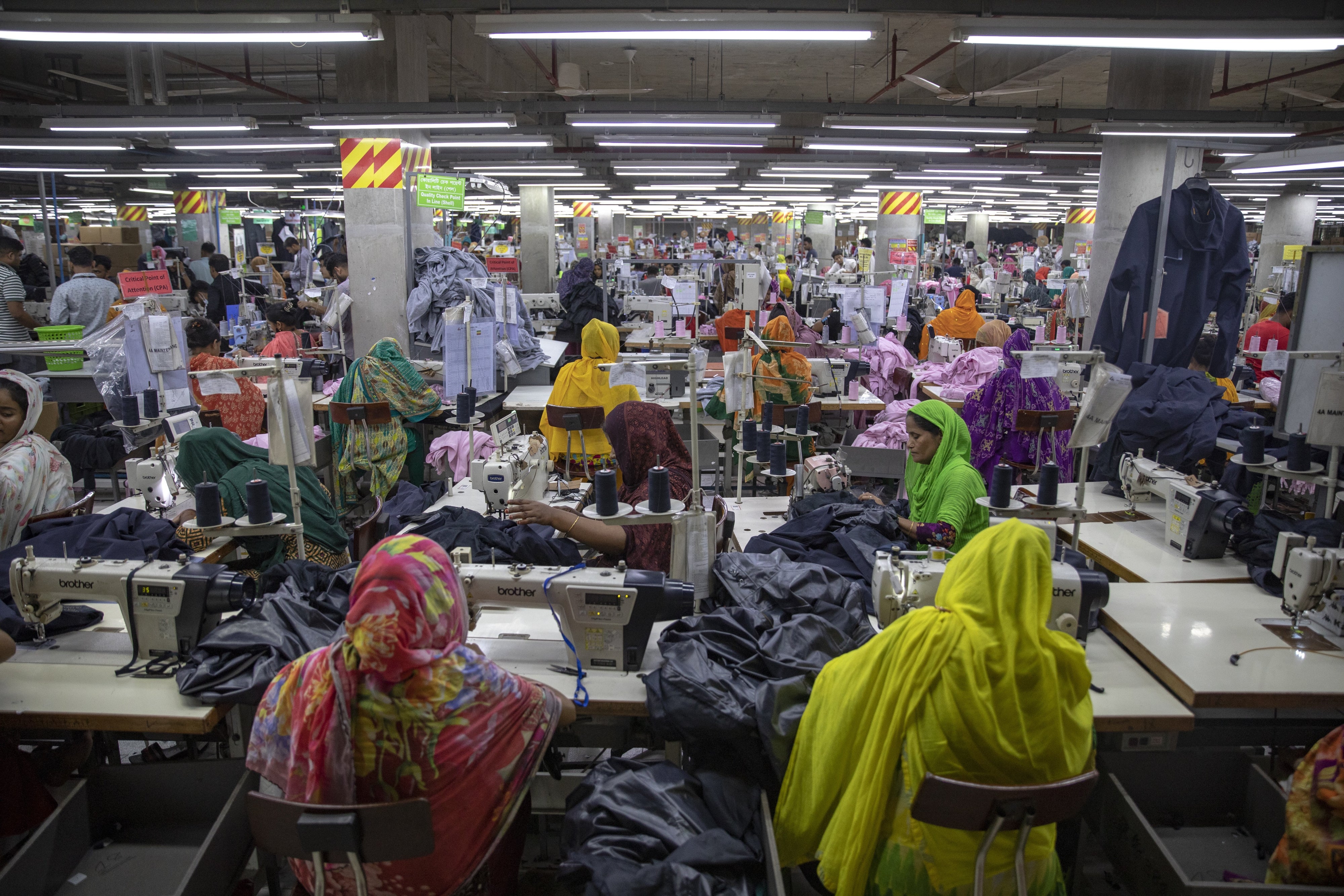Readymade garments workers in a green factory in Savar, Bangladesh, April 9, 2025.