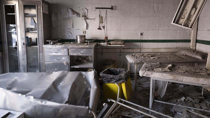 A damaged room in a hospital 