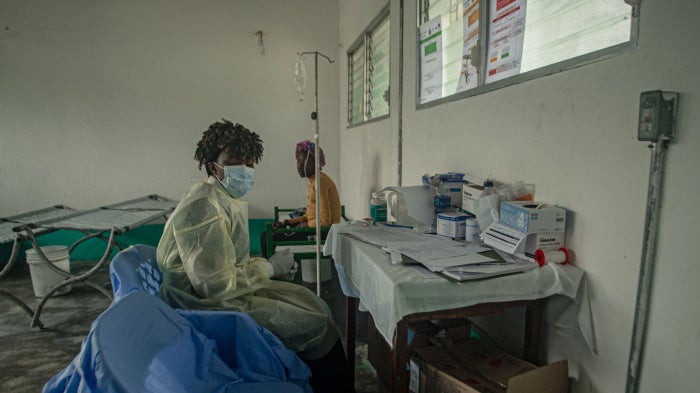 Cholera patients receive treatment at a medical center in Port-au-Prince, Haiti, October 16, 2025.