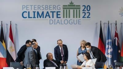 Annalena Baerbock (Alliance 90/The Greens), Federal Foreign Minister, and Sameh Shoukry, Foreign Minister of Egypt, photographed as part of the Petersberg climate dialogue at the Federal Foreign Office in Berlin, July 19, 2022.