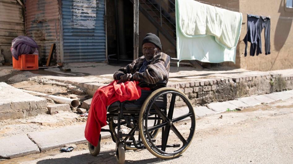 Ben Movenda, 77, outside a communal toilet in Alexandra