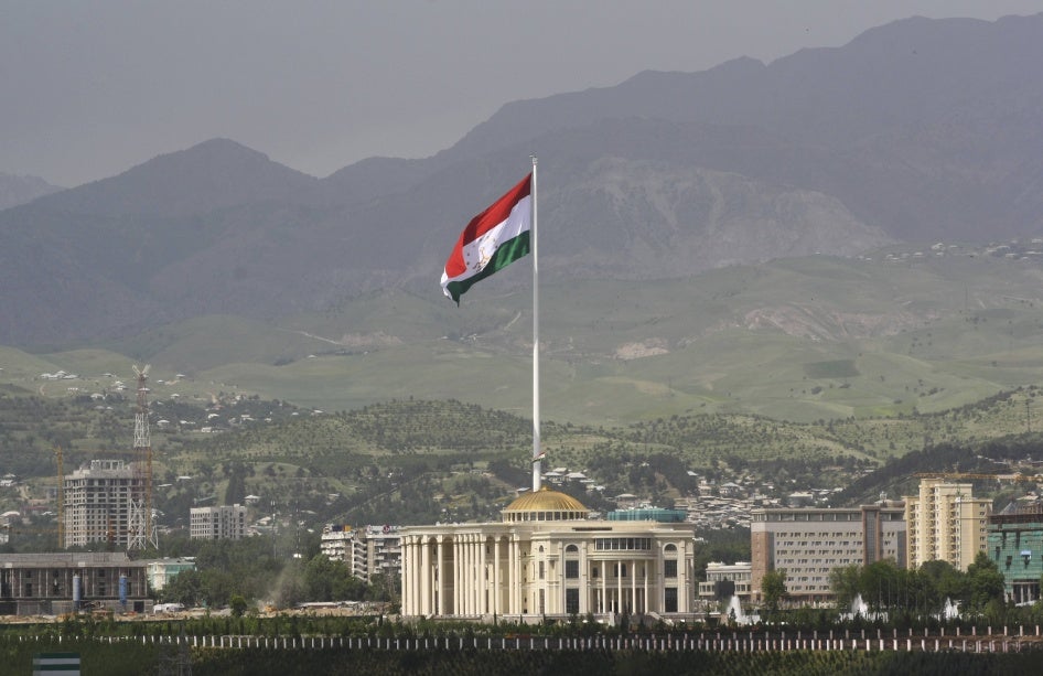 A national flag of Tajikistan in Dushanbe, May 24, 2011.