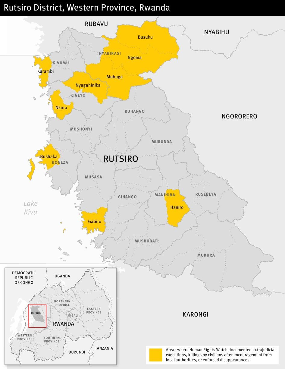 Map of the Rutsiro district in Rwanda 