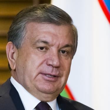 Usbekistans Präsident Shavkat Mirziyoyev bei einer Rede in Qingdao, China, am 9. Juni 2018.  © 2018 AP Photo/Alexander Zemlianichenk