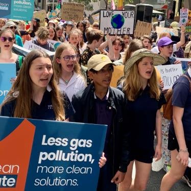 Students call for urgent climate action during the school strike for climate in Perth, Australia.