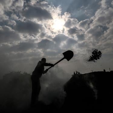 An Egyptian laborer works at a charcoal factory in Egypt's Sharkia governorate, in the fertile Delta north of the capital Cairo, on Jan. 29, 2020.