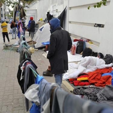 Black African migrants camp, in Tunis, Tunisia, seeking shelter and protection amidst attacks on them, March 2, 2023.