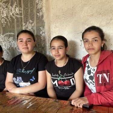 Ariana, 11, Agnessa, 22, Melinda, 12, and Amanda, 18, in Tatev, Armenia, the day after their long journey from Nagorno-Karabakh, September 29, 2023. 