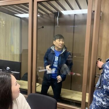 Marat Zhylanbaev, leader of the unregistered opposition party “Alga, Kazakhstan!” at his preliminary hearing in Astana, Kazakhstan on October 30, 2023. 