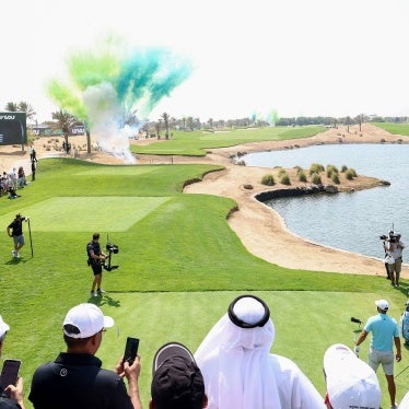 Fans watch from the first tee during day one of the LIV Golf Invitational - Jeddah at Royal Greens Golf & Country Club on October 14, 2022, in King Abdullah Economic City, Saudi Arabia. 