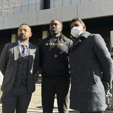 The plaintiffs in a lawsuit alleging racial profiling filed in Tokyo, Japan, January 29, 2024.