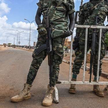 Nigerien police stand guard in Niamey.