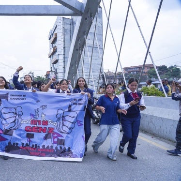 Students protest against corruption and the Nepalese government’s ban on social media platforms in Kathmandu, Nepal, on September 8, 2025.