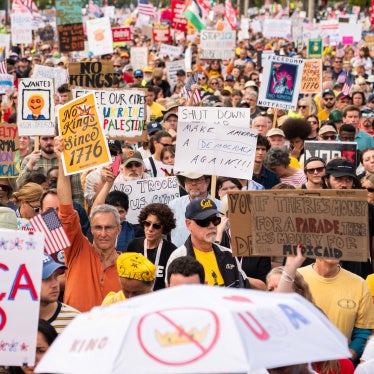 Crowds gather during a No Kings protest