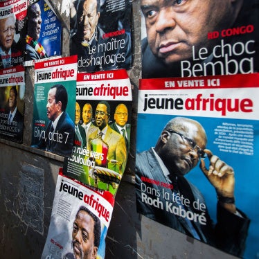 Posters advertising the magazine Jeune Afrique in Kigali, Rwanda, August 2, 2018.