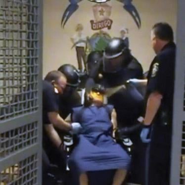 Image of Paul Schlosser III, who is diagnosed with bipolar disorder and depression, being pepper sprayed on June 10, 2012 by a correctional officer at the Maine Correctional Center in Windham, Maine. 