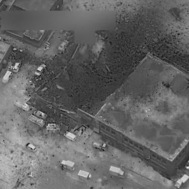 An aerial photograph released by the US Department of Defense after a March 16, 2017 US airstrike in al-Jinah, Syria, showing damage to part of a mosque.