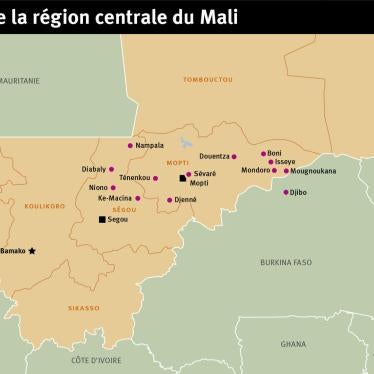Carte de la région centrale du Mali, septembre 2017