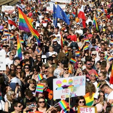 People take part in the annual "Equality Parade" rally of the Lesbian, Gay, Bisexual and Transgender (LGBT) rights supporters in Warsaw, Poland June 3, 2017.
