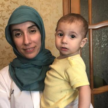 Zagidat Abakarova, 33, and her one-year-old daughter Mariam, returned to Dagestan, Russia, from northern Syria in October 2018