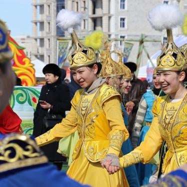 Women, wearing traditional clothes, participate in Nowruz celebrations at the a Center in Astana, Kazakhstan on March 21, 2019.
